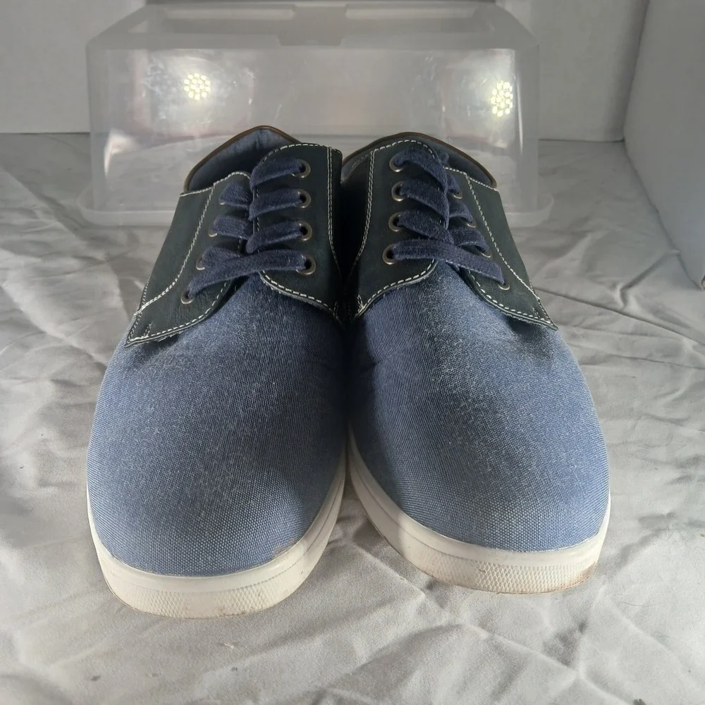 Bruno Marc Mens Chambray Denim Oxford Casual Dress Shoes Brown Tan Blue Size 9.5