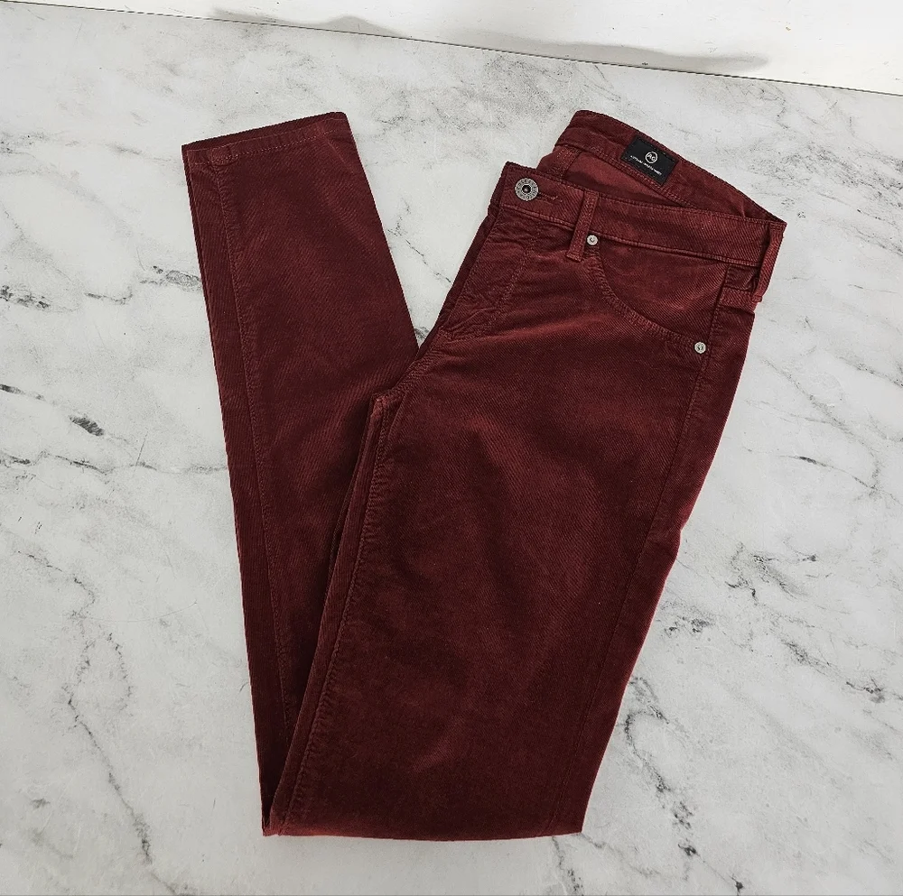 Adriano Goldschmied The Legging Super Skinny Ankle Burgundy Corduroy Pant 26 NWT