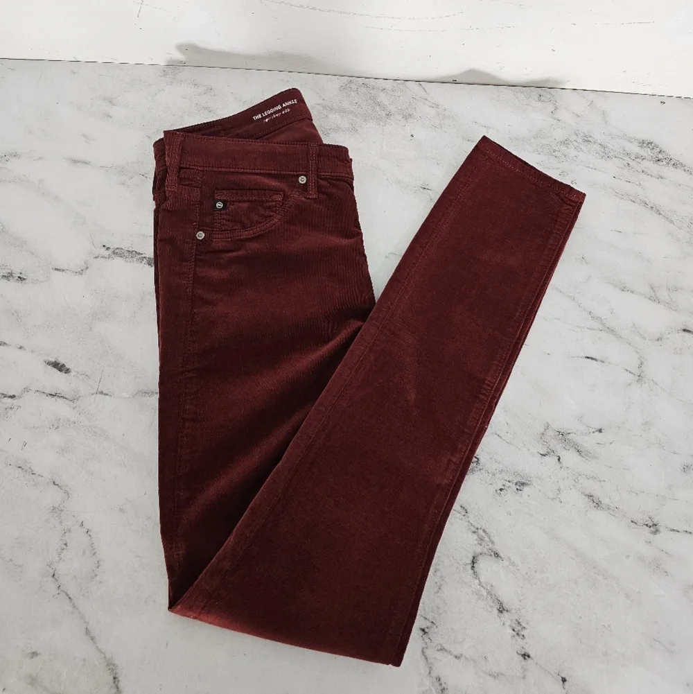Adriano Goldschmied The Legging Super Skinny Ankle Burgundy Corduroy Pant 26 NWT