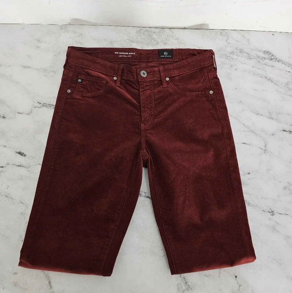 Adriano Goldschmied The Legging Super Skinny Ankle Burgundy Corduroy Pant 26 NWT