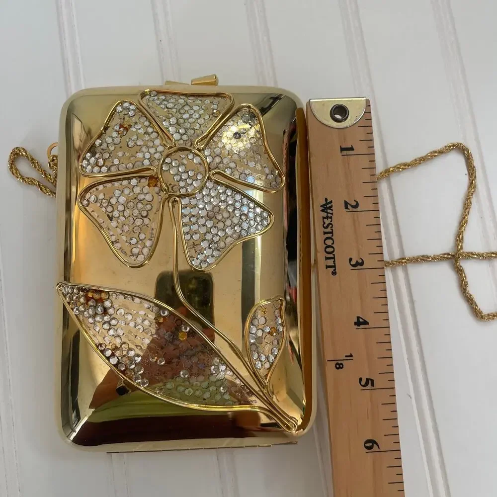 Vintage Miriam Marshall Designer Art‎ Deco Purse Gold Flower Gems READ