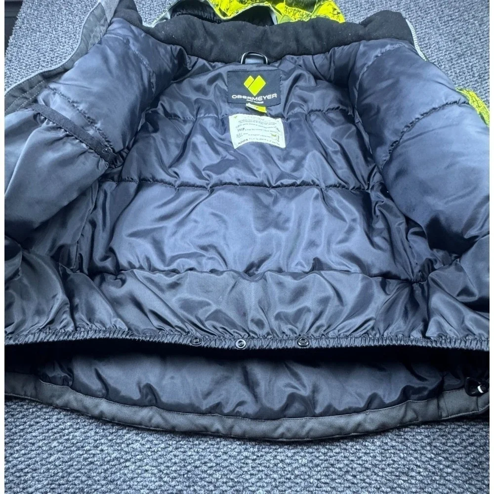 Obermeyer Boys Ski Snowboard Jacket I-Grow Hooded‎ Insulated Black Green 7 Retro