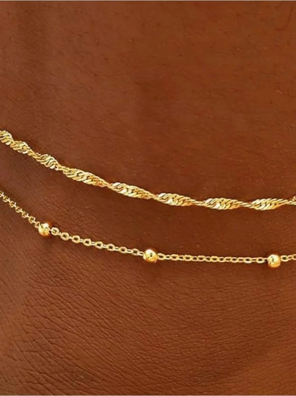NEW 14K Gold Plated Delicate Gold Double Anklet Bracelet