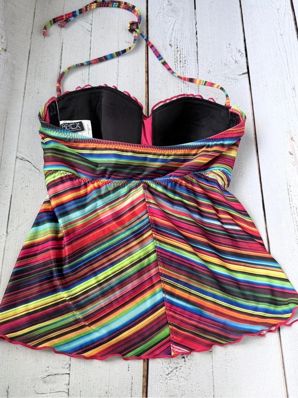 BECCA Multicolor Striped Tankini Top and Bikini Bottoms