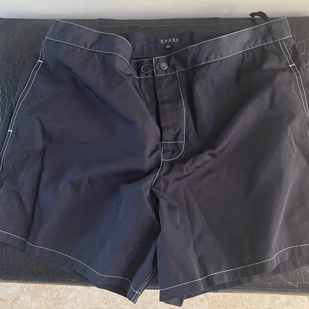 Gucci Women’s Black Swim Shorts with White Contrast Stitching