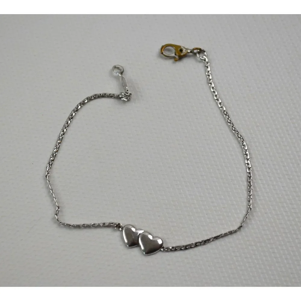 Vintage Monet Silver Tone with Double Hearts Bracelet  7