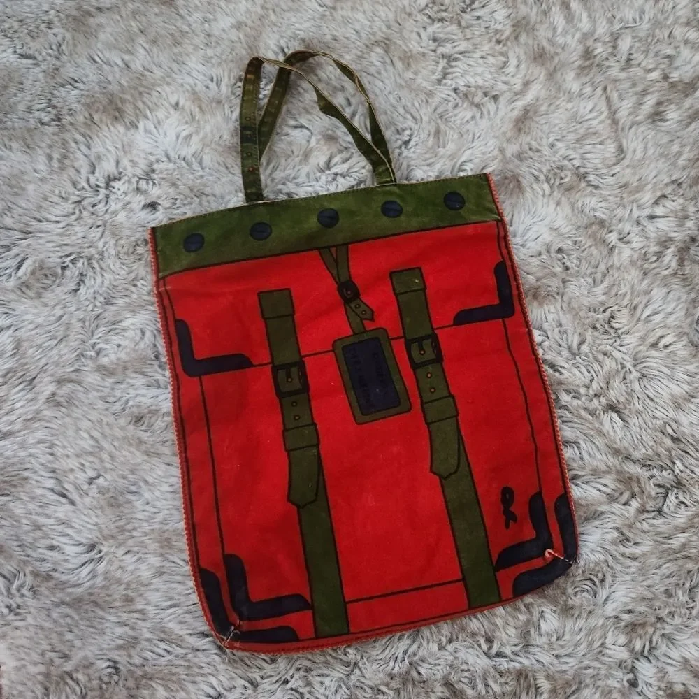 Roberta di Camerino Vintage Velvet‎ Trompe L'oeil Tote Bag Red, Green, and Blue