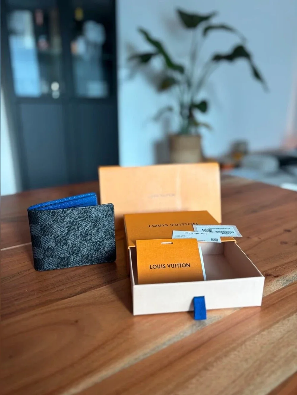 Louis Vuitton Blue and Black Damier Graphite Card Holder Wallet