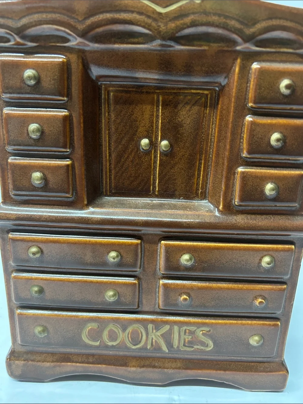 Vintage Brown McCoy 1960s Ceramic Cookie Jar - Cabinet Design
