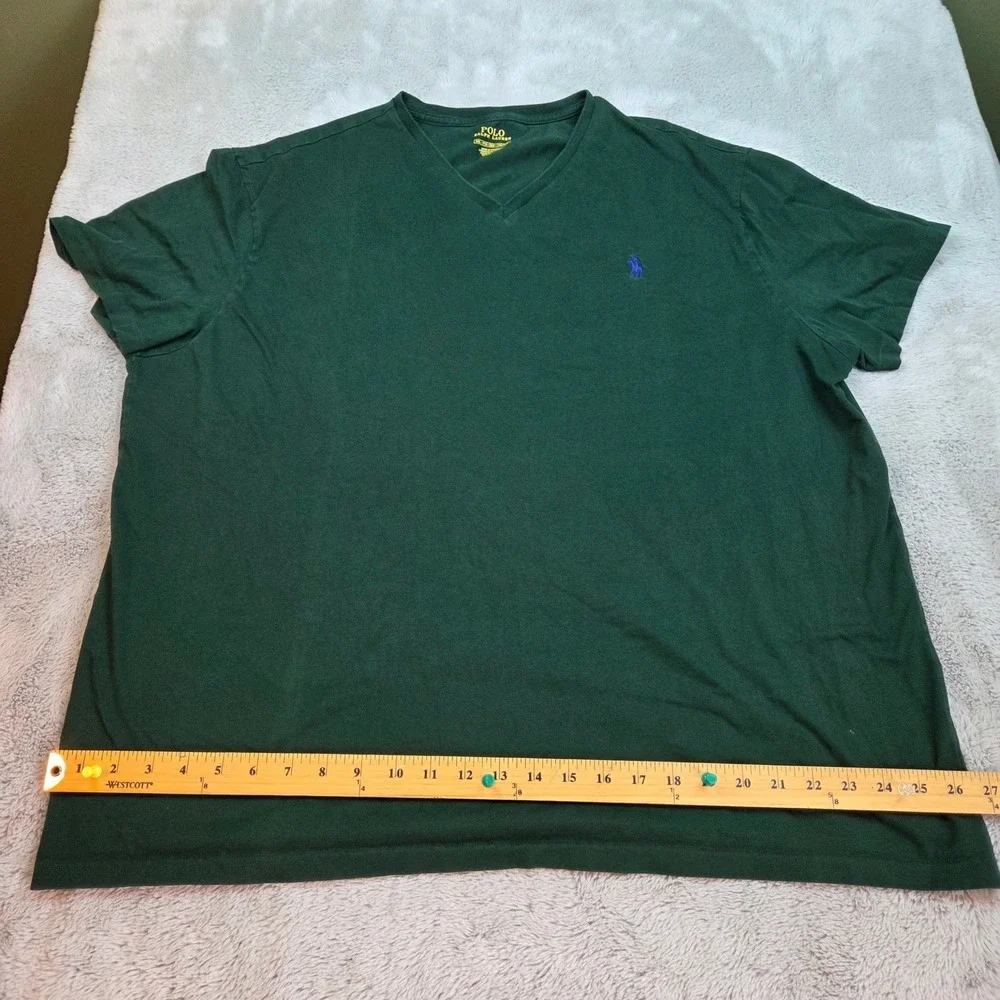 Polo Ralph Lauren V-Neck T-Shirt Mens XXL Short Sleeve Pony Logo Forest Green