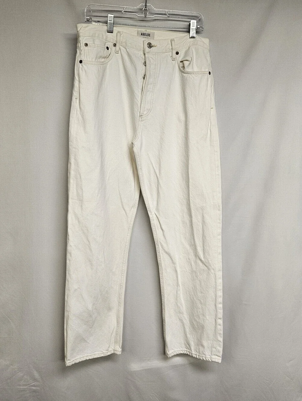 Agolde Jeans Women’s Size 30 Button  Fly Straight High Rise White Denim Jeans