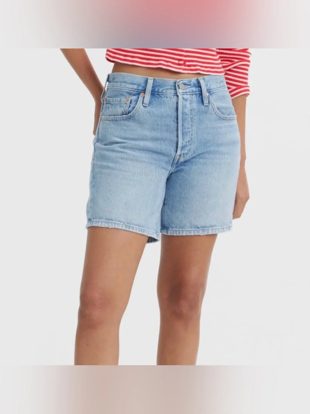 NWT Levi's 501 High Waist Mid Thigh Denim Shorts Size 33 in Luxor Last