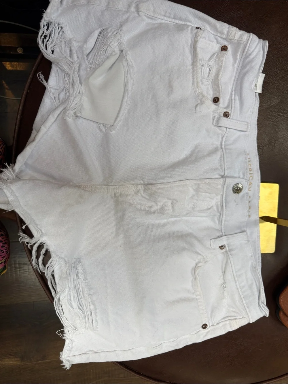 White Distressed Women’s Denim Shorts American Eagle