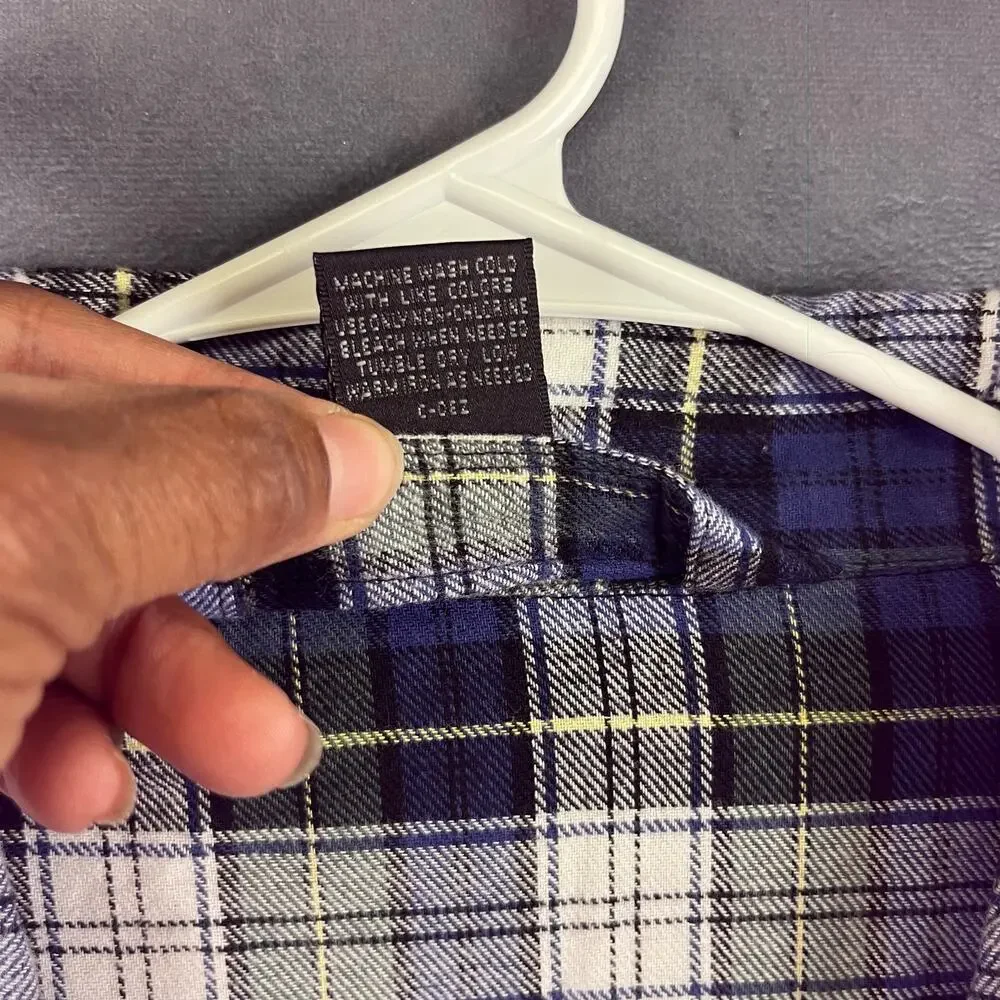 State O Maine Flannel Plaid Sleepwear Shirt Women’s 1XL Button Down 100% Cotton