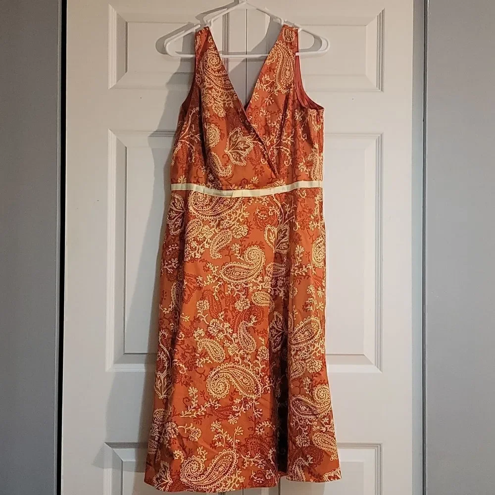 Ps.style Women's 90's Orange Paisley Print Dress