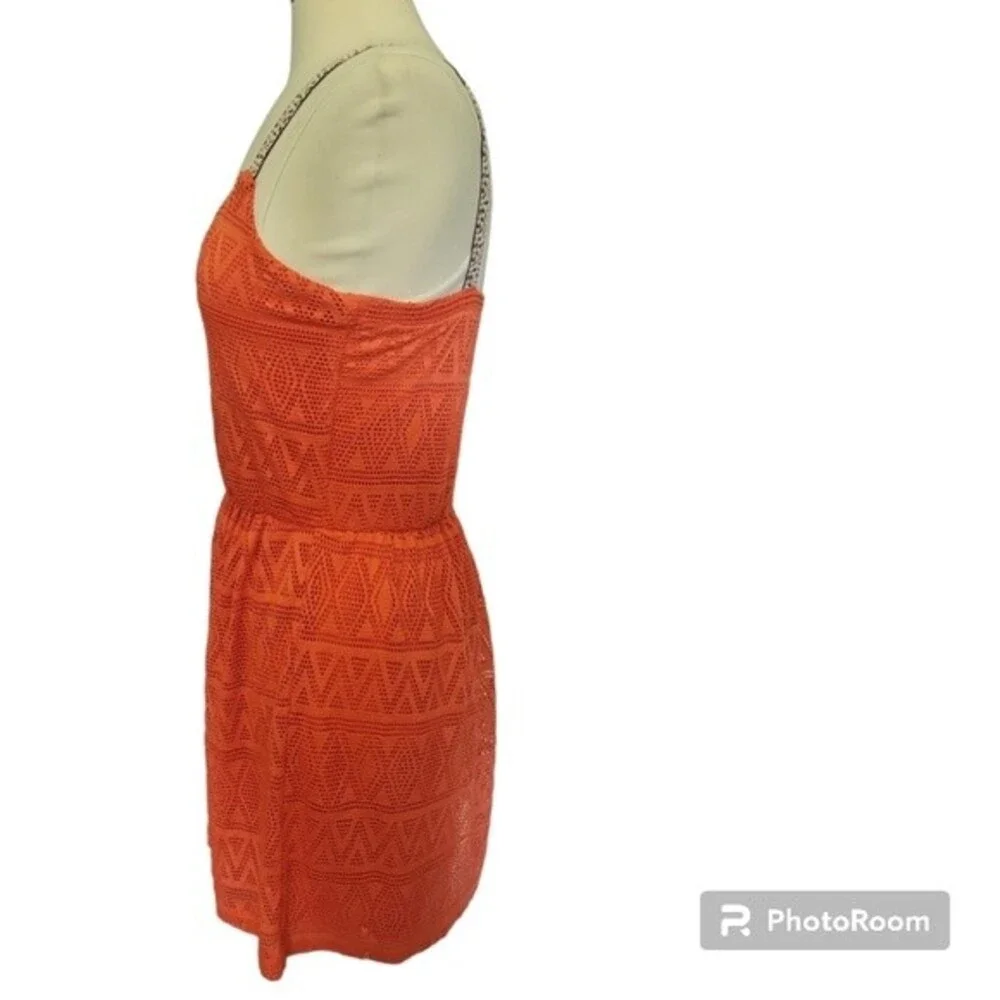 Three Pink Hearts Orange Eyelet Sundress Dress - M