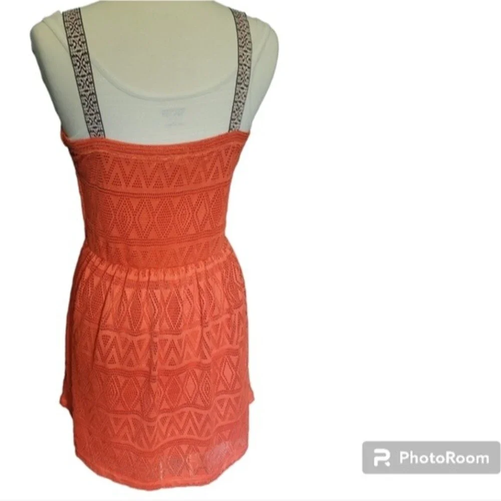 Three Pink Hearts Orange Eyelet Sundress Dress - M
