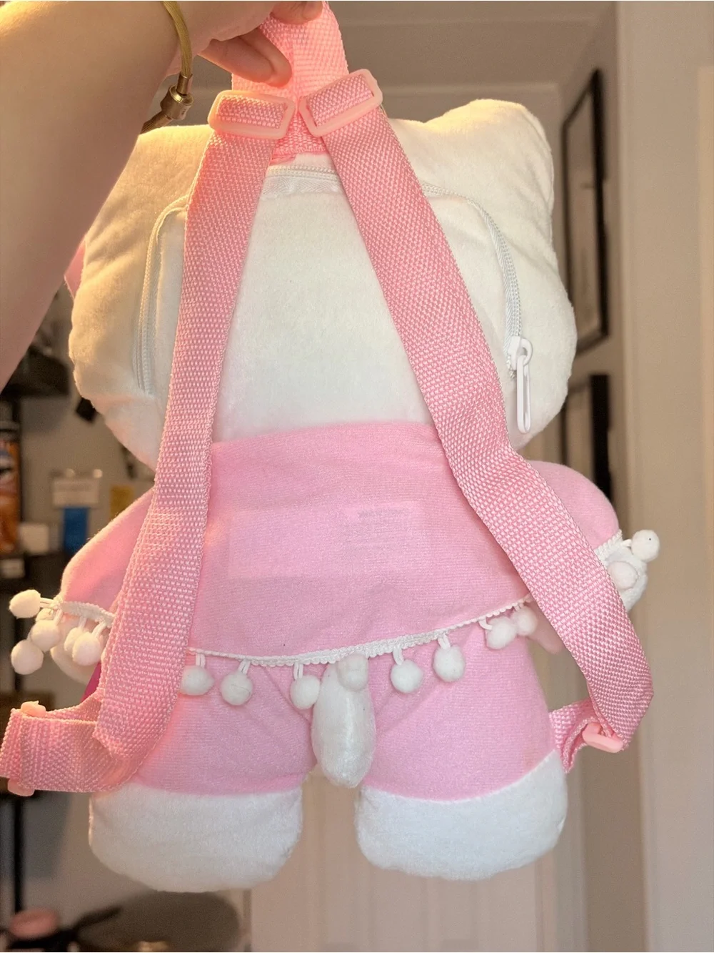 Vintage 2010 Sanrio Hello Kitty White & Pink Plush with Pom-Pom Cape 13“