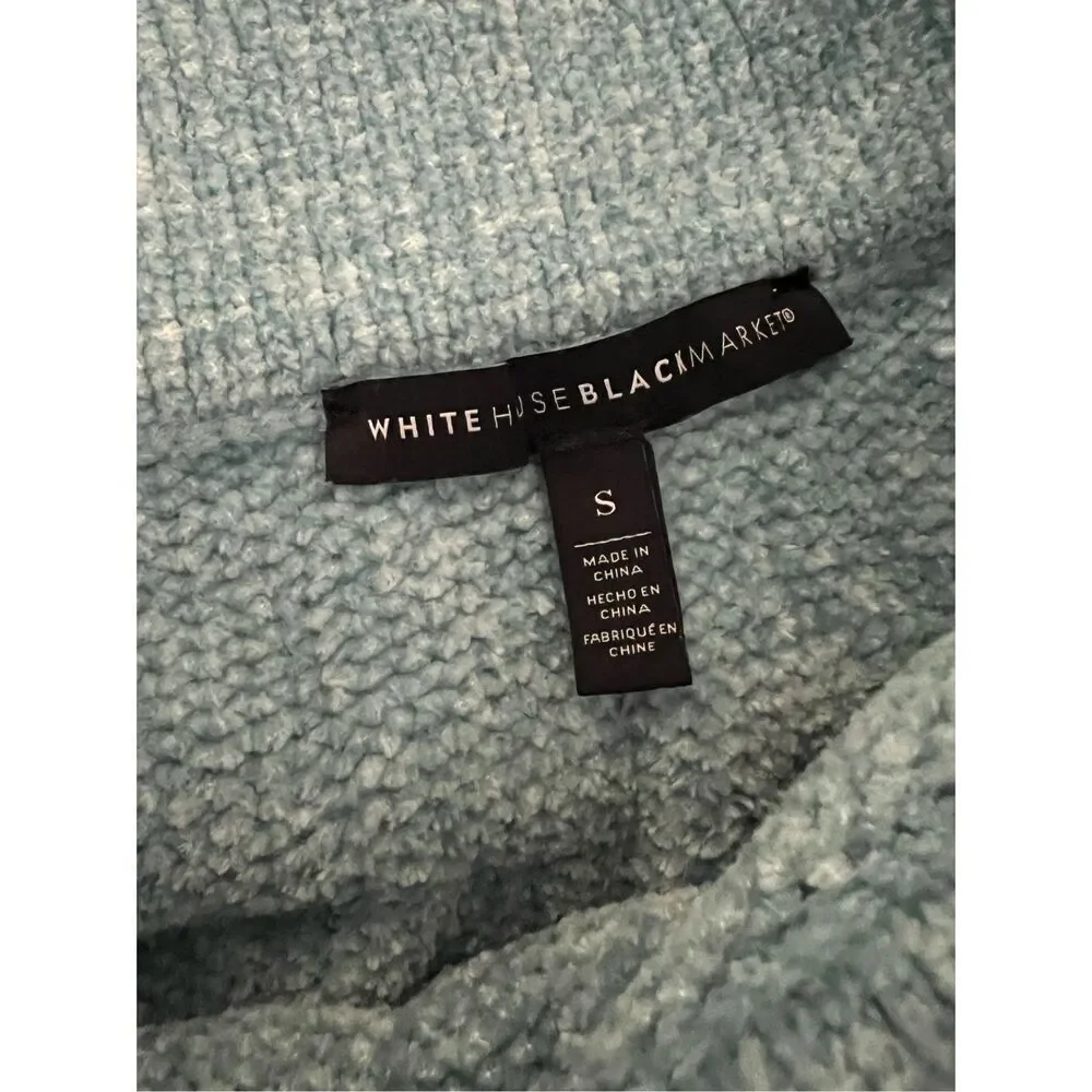 White House Black Market Soft Cowl Neck sweater dress tunic top blue velour s