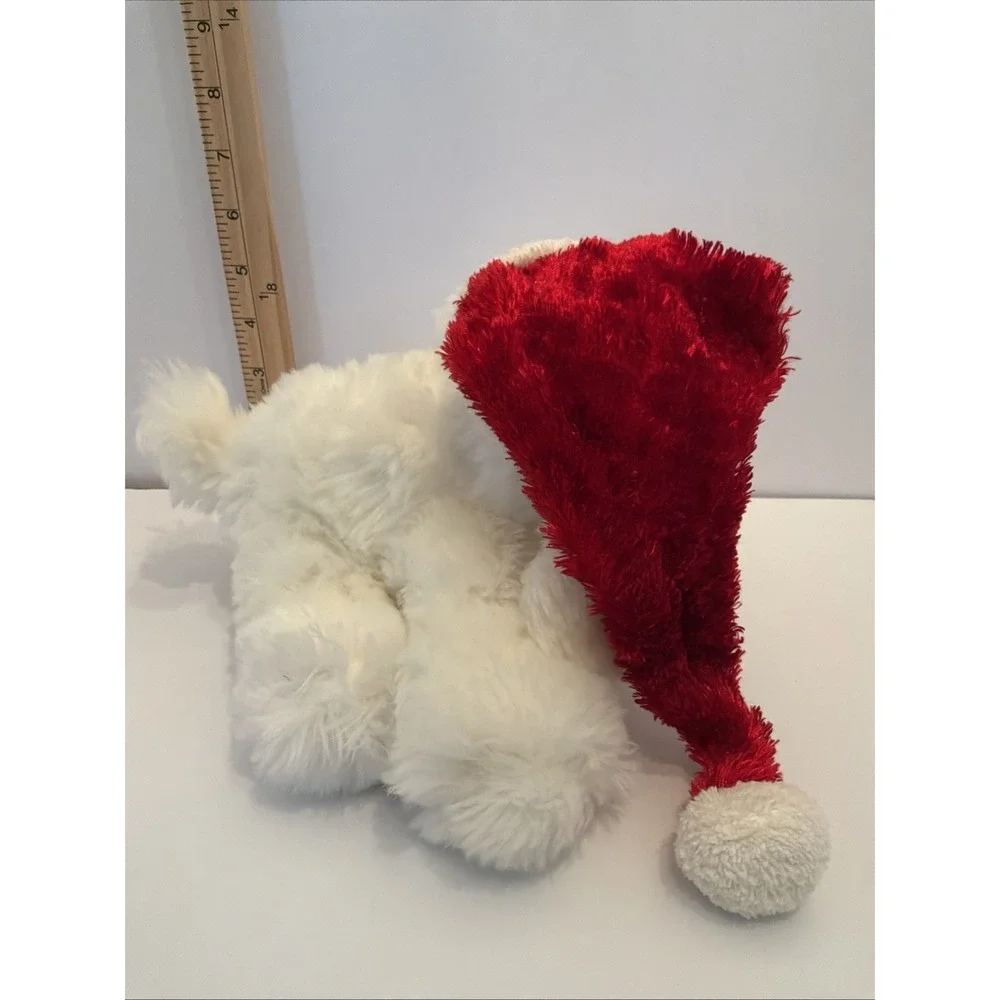 Dan Dee White Dog with Santa‎ Hat Christmas Plush Stuffed Animal Toy 6
