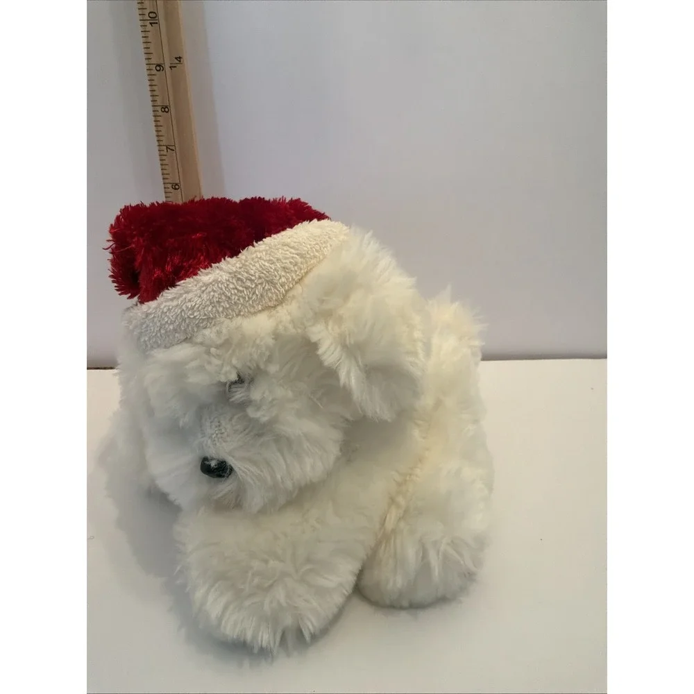 Dan Dee White Dog with Santa‎ Hat Christmas Plush Stuffed Animal Toy 6