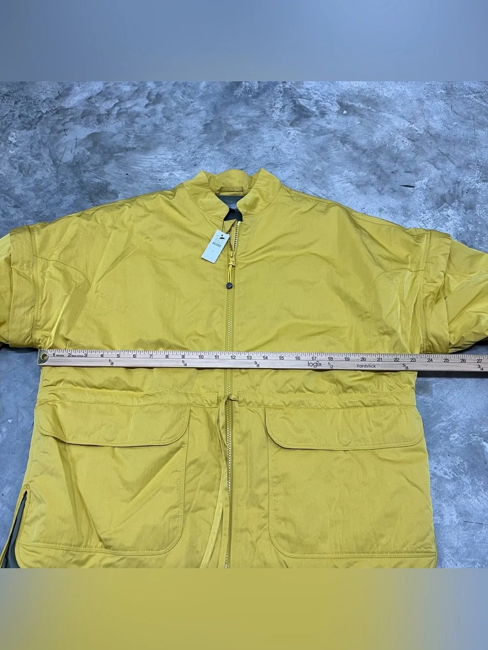 Talbots Women's Zip Off Sleeve Woven Jacket Size Small Yellow Drawstring Waist