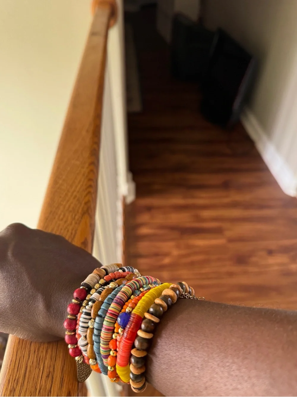 Multicolor Beaded Women’s Bracelet Set with Gold Charms
