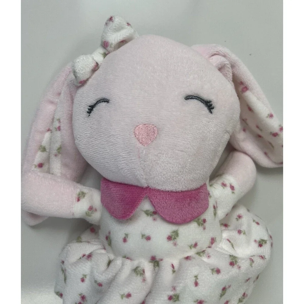 Chickpea Plush Bunny Rabbit White Pink Floral Flowers 11” Stuffed Animal Lovey
