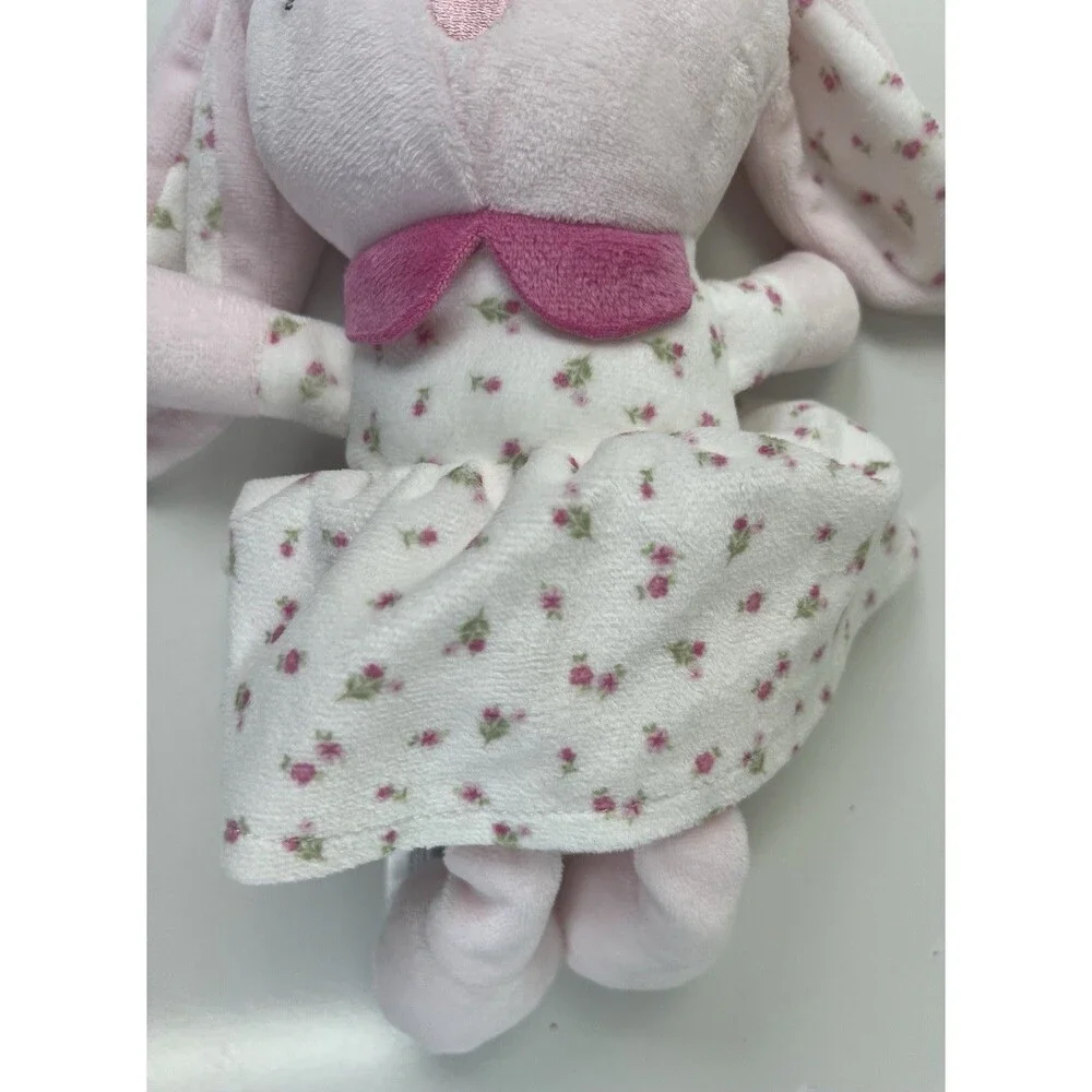 Chickpea Plush Bunny Rabbit White Pink Floral Flowers 11” Stuffed Animal Lovey