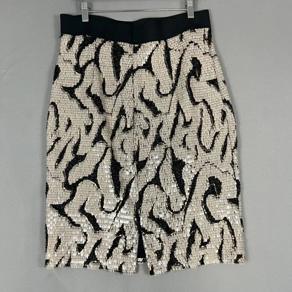 Antonio Melani Pencil Skirt Women's 10 Black Sequin Office Party Glam Profession