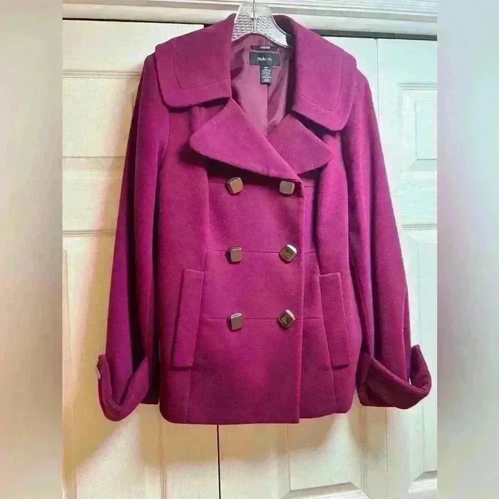 In Perfect condition Style & Co. Purple Double Breasted Button women Jacket SZ L