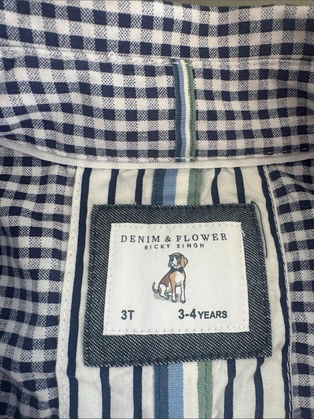 Denim & Flower Blue and White Gingham Button-Down Shirt - Kids