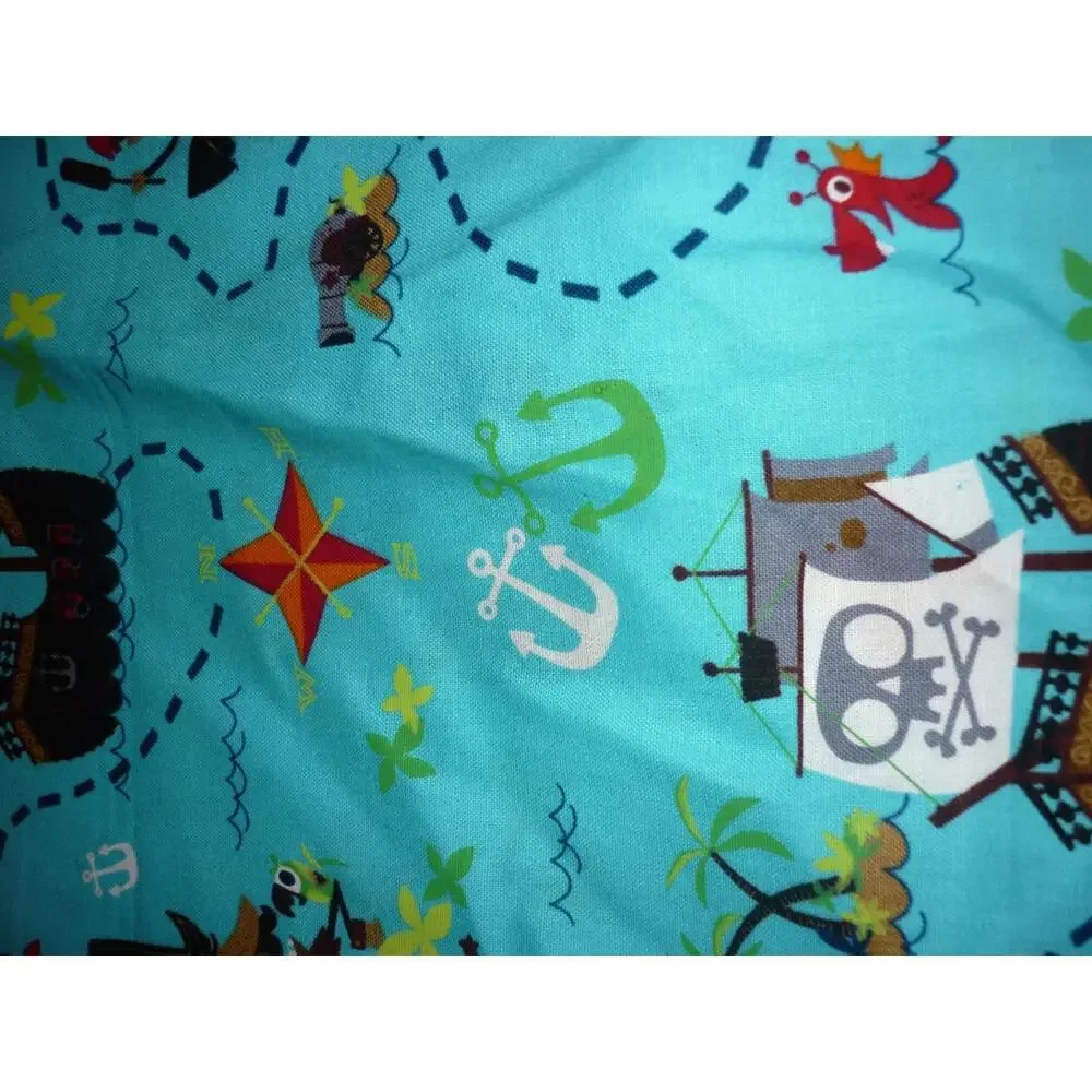 David Textiles Quilt Kids Multi Excellent Pirate Ship SailBoat Map 28x40