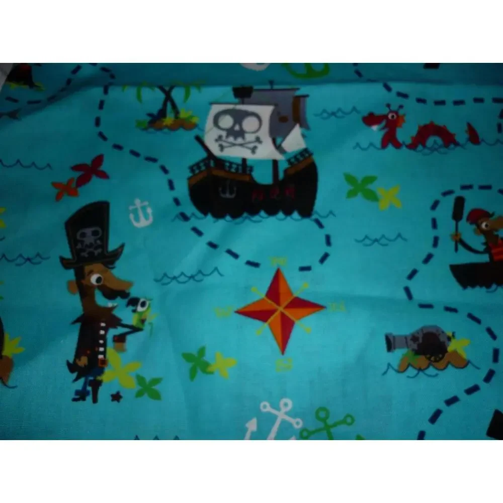 David Textiles Quilt Kids Multi Excellent Pirate Ship SailBoat Map 28x40