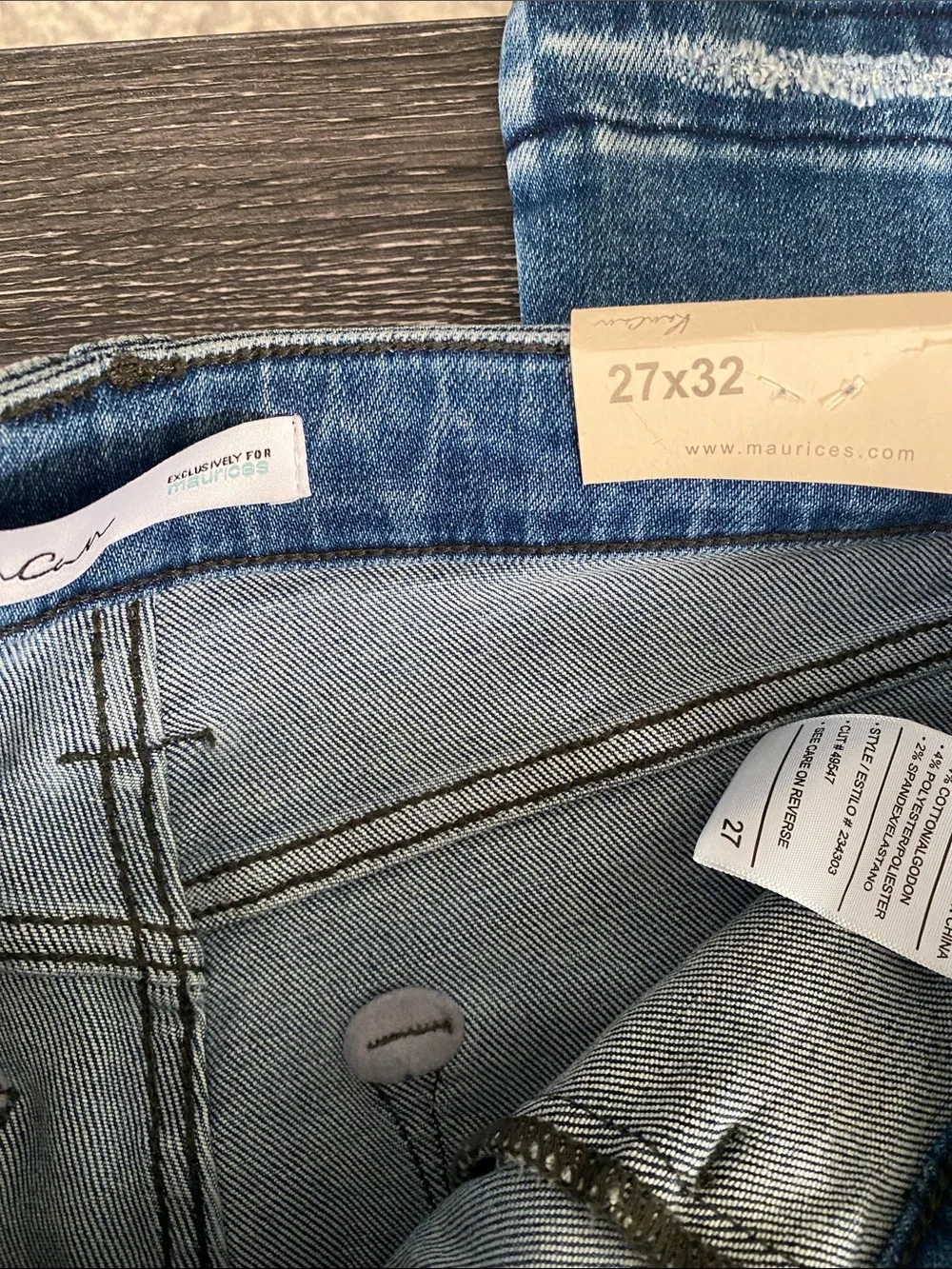 KanCan Women’s Blue Distressed Side-Stripe Jeans -