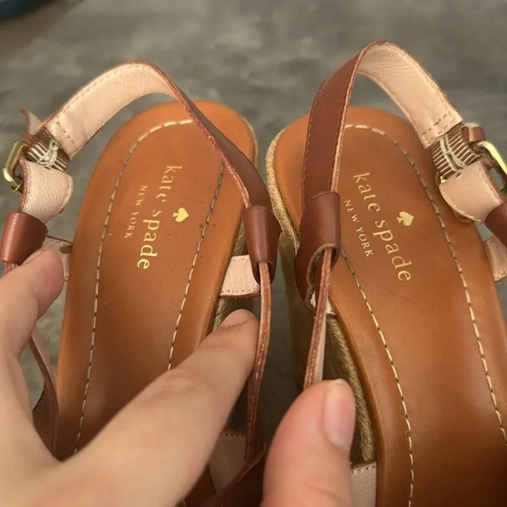 Kate Spade Bowdon Luggage Napa Natural Rope Wedge size 11