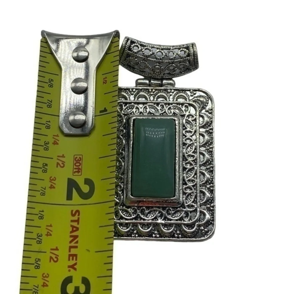 Green Adventurine Gemstone Sterling Silver 925 Pendant 2 5/8in