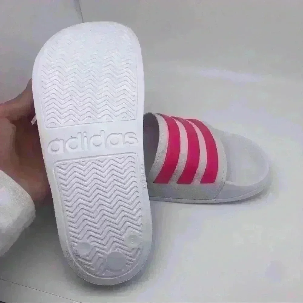 Adidas Pink & White Slides Sz 6