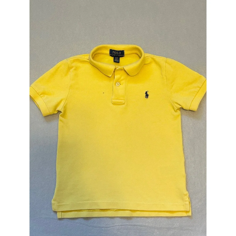 Polo Ralph Lauren Boys Yellow Cotton Pique Short Sleeve Polo Shirt Size 4/4T