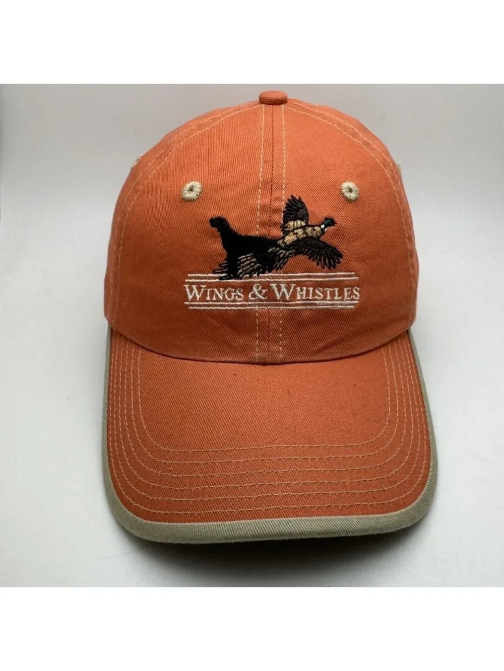 Wings & Whistles Pheasant Hunting Baseball Cap Hat Orange Tan