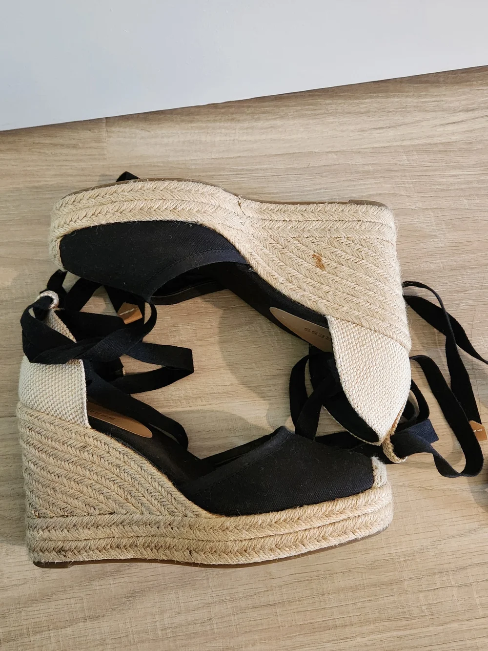 Express Women's Black Espadrille Wedge Lace-Up Heels