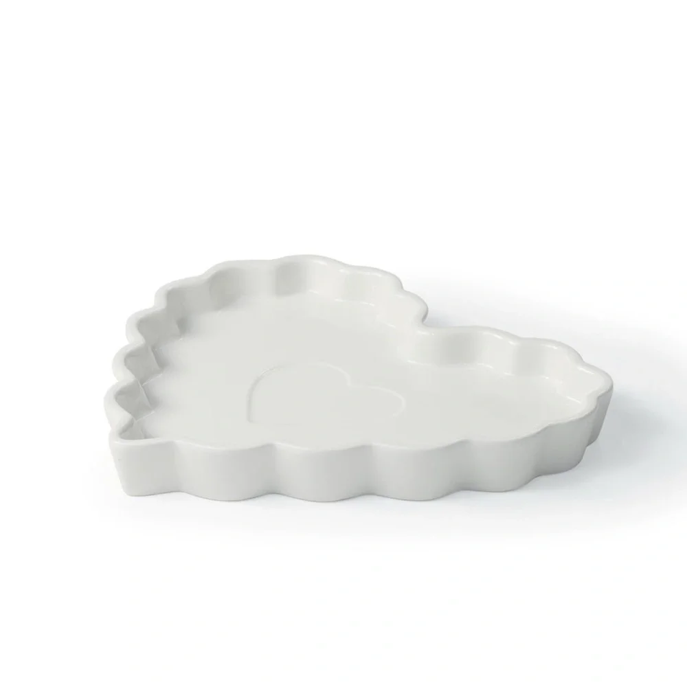 White Scalloped Ceramic Heart Tray - Bullseye's Playground