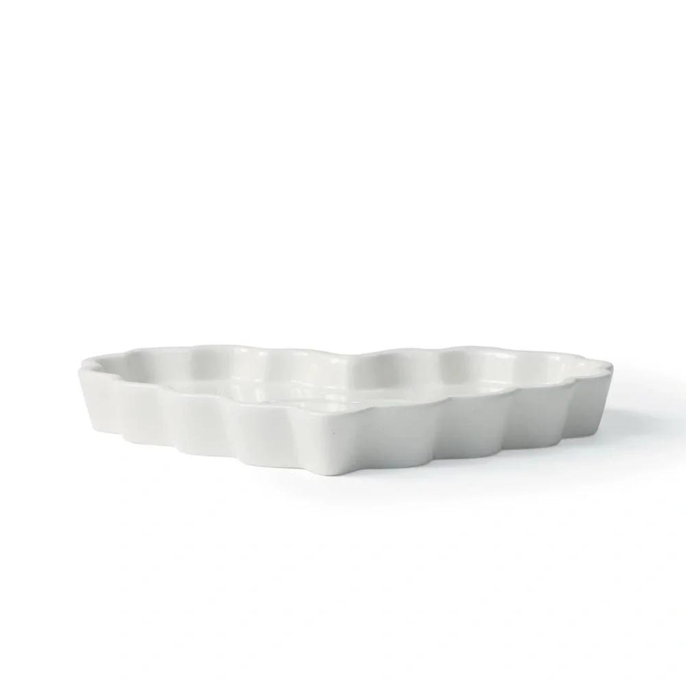 White Scalloped Ceramic Heart Tray - Bullseye's Playground