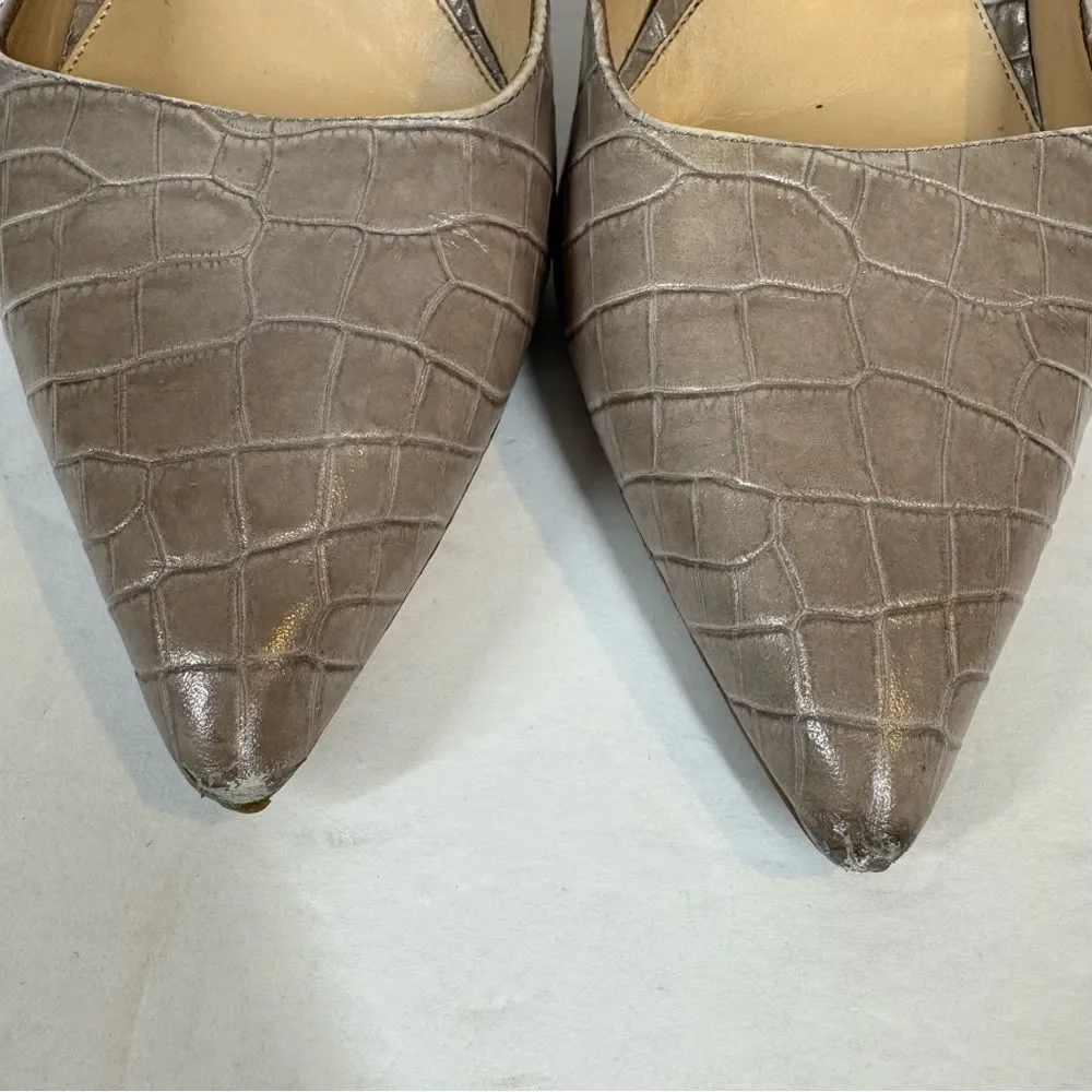 M.M. Lafleur The Ginger Pump Embossed Croc Rosy Taupe Career Classic Size 37 1/2