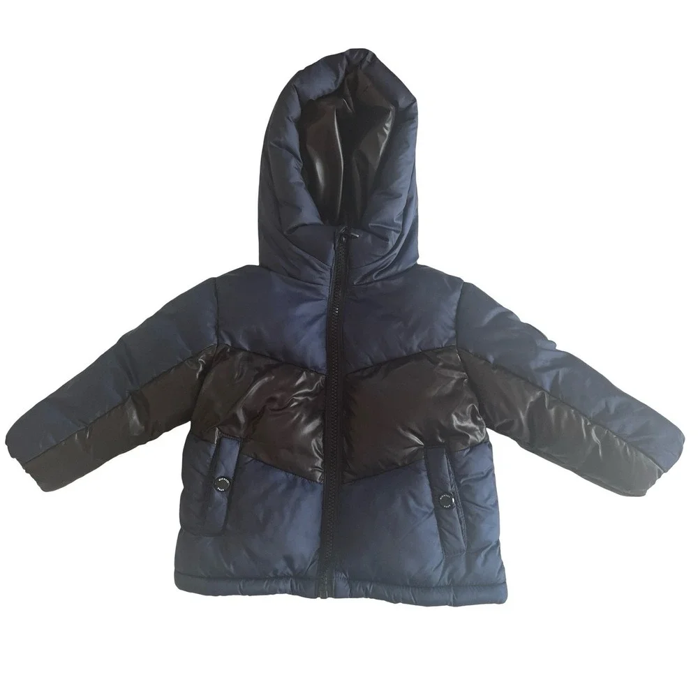 Michael Kors‎ Baby Size 18 Months Puffer Jacket Boy's Navy Black Colorblock Coat