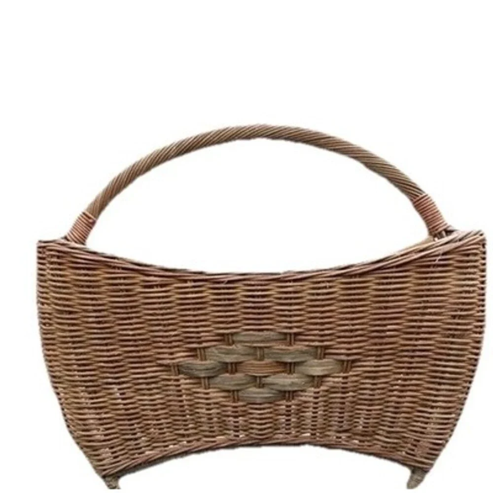 VNTG XL Wicker Magazine/Towel Holder Boho Mid Century Modern MCM 21”L-14”W-18”H