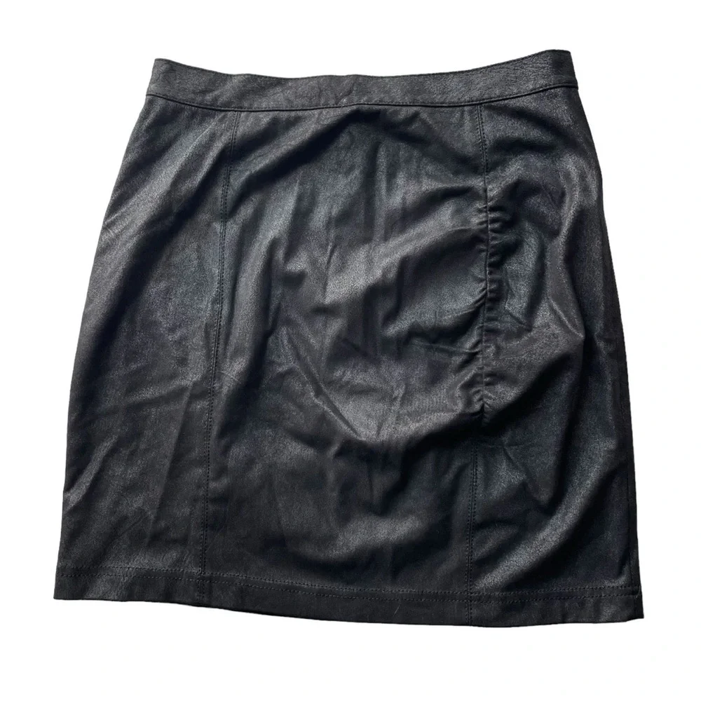Free People Anthropologie Rumi Ruched Faux Suede Mini Skirt Black Size XSmall