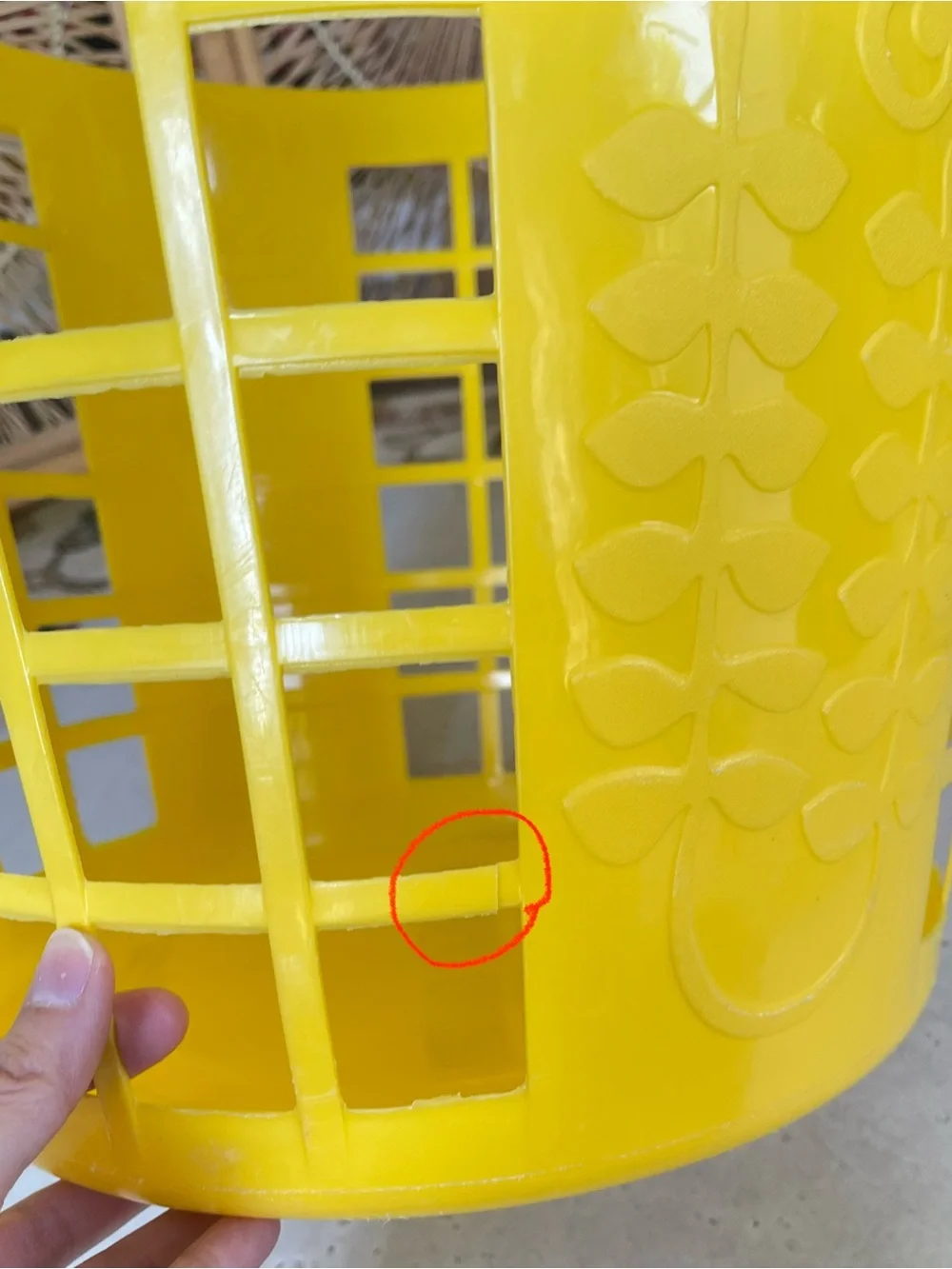 Vintage 70s Loma Yellow Plastic Laundry Basket Daisy Flowers Blossom Retro Decor