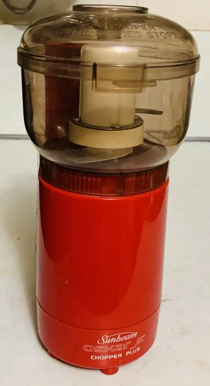 Sunbeam Vintage Oskar Jr Chopper Plus Mini Grinder Food Processor Red #14137