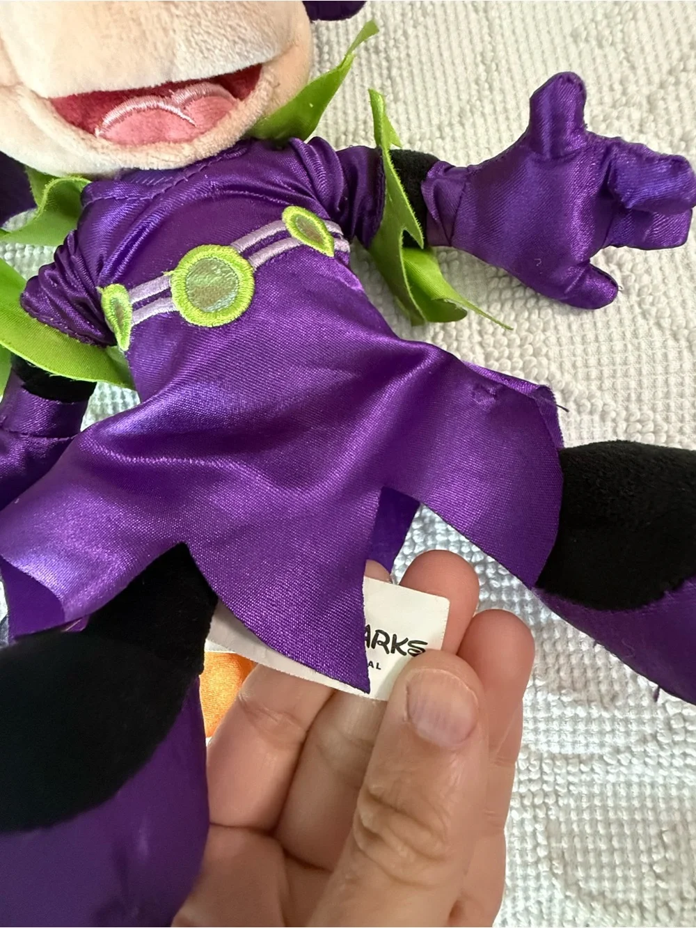 Disney Parks Minnie Mouse Halloween Witch Plush Purple Green Costume Pumpkin Bag